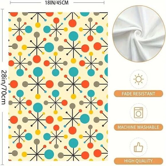 Retro Mid-Century Dots Modern Atomic Kitchen Towels 2pc Vintage Vibe Microfiber - Picture 3 of 4